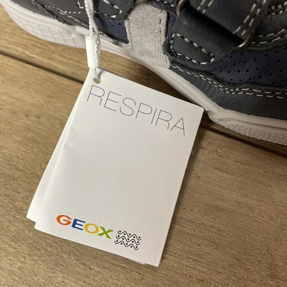 New Geox Respira Boys an Poseido Double Hook and Loop Sneaker Grey/Blue Sz 8.5T - Picture 8 of 11
